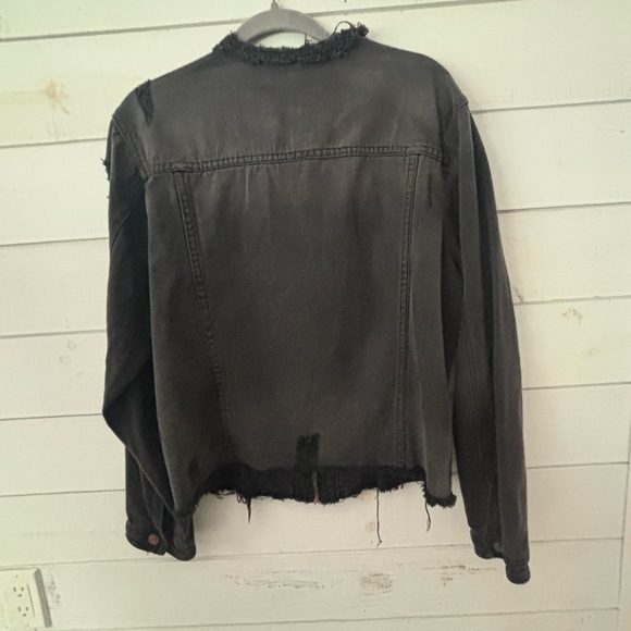 Ashley Stewart Black Distressed Denim Jacket in size 14/17. Great condition! - Picture 12 of 13